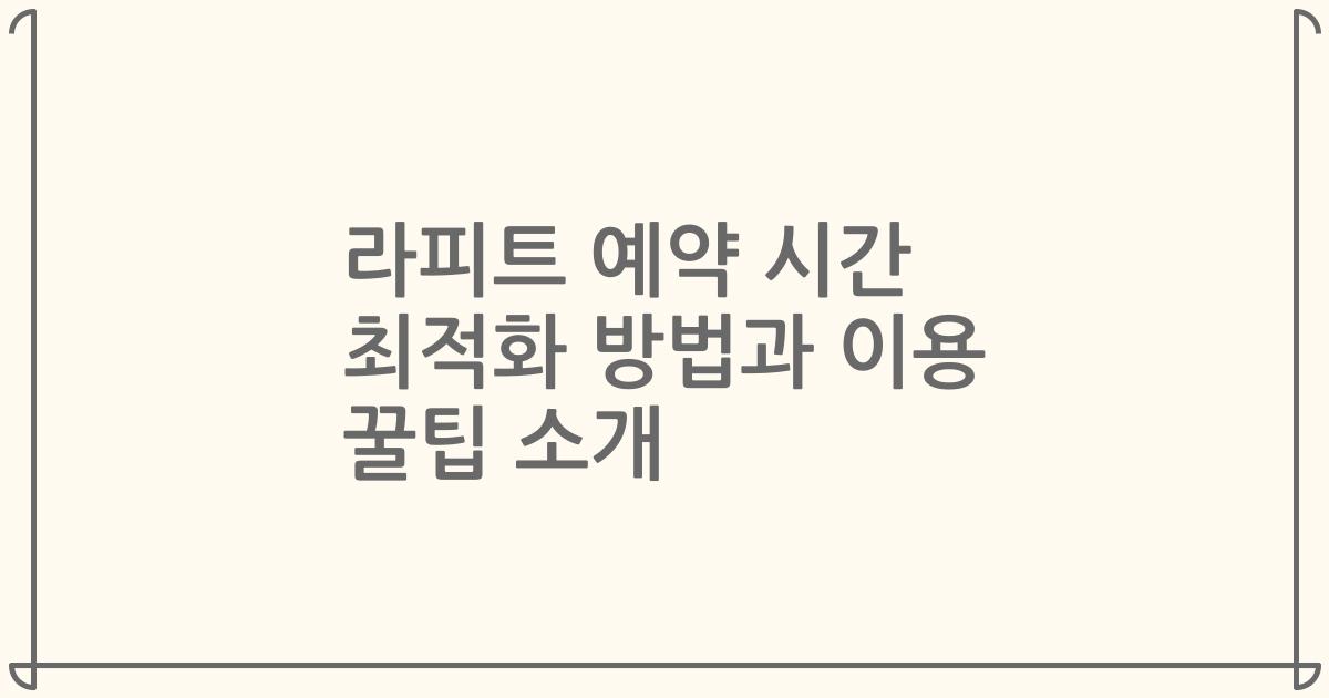 라피트 예약 시간 최적화 방법과 이용 꿀팁 소개