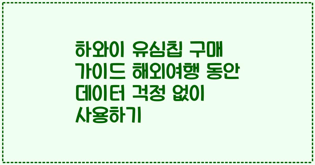 하와이 유심칩 구매 가이드 해외여행 동안 데이터 걱정 없이 사용하기