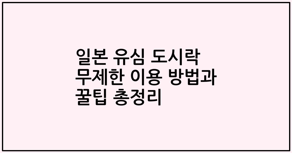 일본 유심 도시락 무제한 이용 방법과 꿀팁 총정리