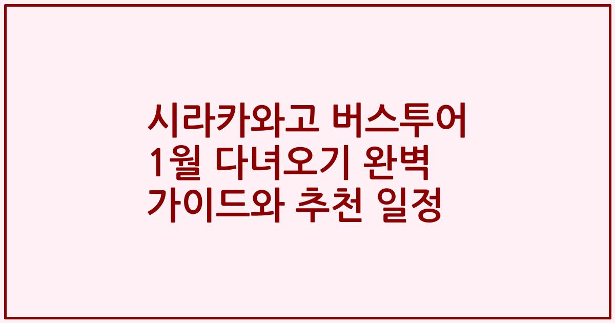 시라카와고 버스투어 1월 다녀오기 완벽 가이드와 추천 일정