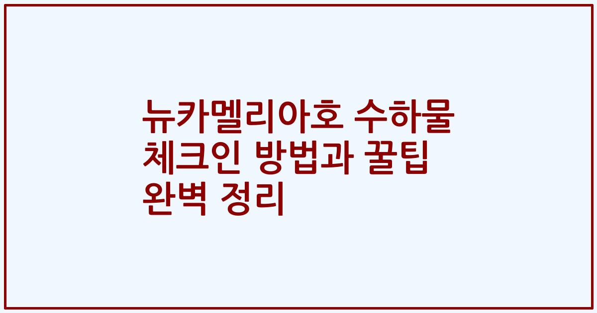뉴카멜리아호 수하물 체크인 방법과 꿀팁 완벽 정리