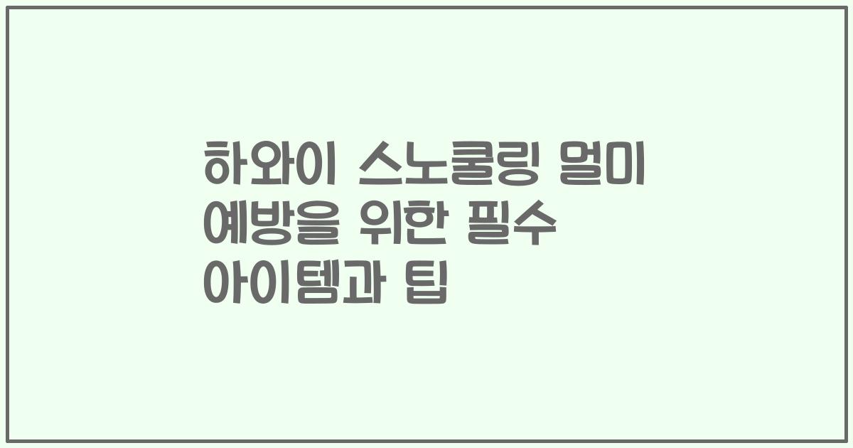 하와이 스노쿨링 멀미 예방을 위한 필수 아이템과 팁