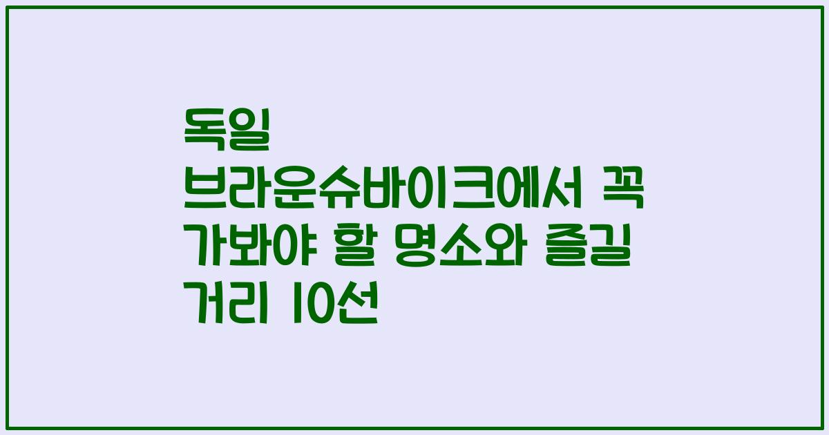 독일 브라운슈바이크에서 꼭 가봐야 할 명소와 즐길 거리 10선